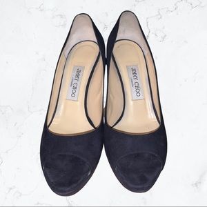 Blue Suede Jimmy Choo Peep Toe Heels